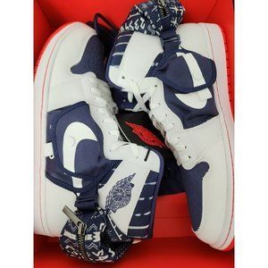 NIKE AIR JORDAN RETRO 1 UTILITY QUAI WHITE BLUE RED DV1717-100 (US SIZE 14)